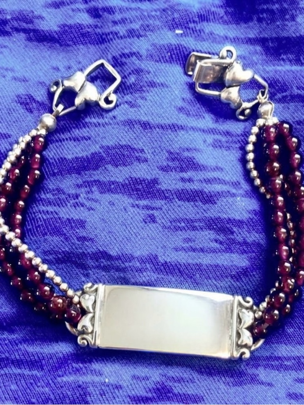 Unique Sterling Silver and Garnet Beaded Bracelet